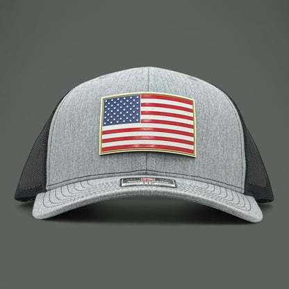 Heather Grey American Flag Hat