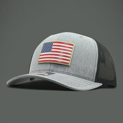 Heather Grey American Flag Hat