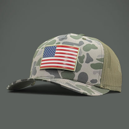 Marsh Duck Camo American Flag Hat